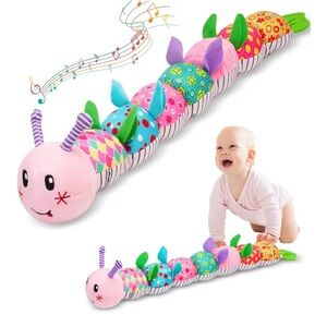 Plush Multi-Pattern Caterpillar Activity Toy - Pink & Multicolor